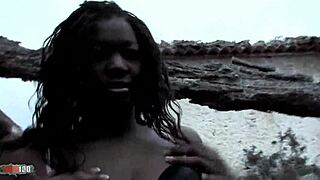 Tyra lewis' big tits bounce in outdoor interracial anal