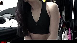 damn this young latina amateur shows off her sexy lingerie panties