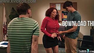 kiki daire's big tits bounce as students double penetrate her mature holes