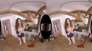 Virtual taboo home whore masturbates shaved pussy to orgasm