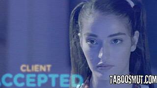 kinky brunette robot teen takes rough anal rimjob from big cock client