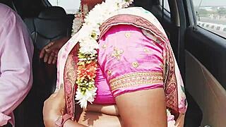 Indian sexy saree bhabi ignites wild passion in car with dirty telugu talks