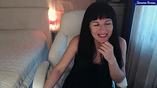 tamara roman strips lingerie teasing clit softly