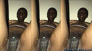 malaika fucks juicy banana then showers her big ass ebony style