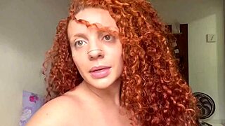 Redhead bodybuilder squirts hard on her toy, moaning for ex's cock