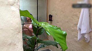 hey, sexy colombian teen slut splashing in steamy shower fun!