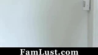 Stepdad's morning wood wakes naughty black teen for hardcore pounding?