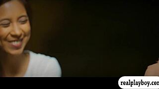 two pretty brunettes lick and finger each other's shaved twats