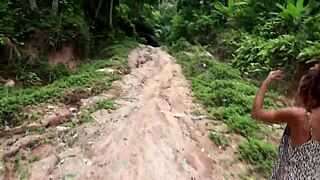 amateur couple fucks outdoors in forest