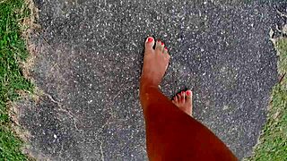 barefoot street and beach walk dirties sexy feet fetish