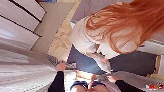 STEP MOM SUCKS MY DICK DEEP AFTER WATCHING ME JERK OFF THEN TAKES HUGE CREAMPIE!