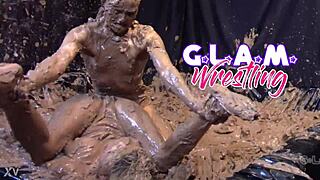 GLAM MUD WRESTLING CATS FIGHT NUDE WITH BIG TITS!
