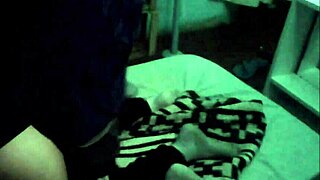 We fuck on the bed then switch to the dark—doggy with my latina milf in stockings?