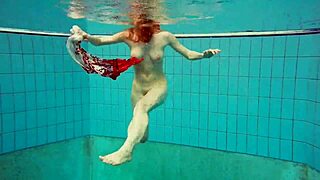 hairy russian teen marketa swims underwater pool tease 🏊‍♀️💦