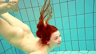 hairy russian teen marketa swims underwater pool tease 🏊‍♀️💦