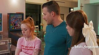 i can't believe these tiny girls madi collins and myra moans fight over codey steele's cock