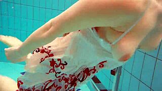 hairy russian teen marketa swims underwater pool tease 🏊‍♀️💦