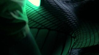 catwoman housewife in latex fishnets bends for big cock pov