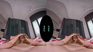 kinuski rides cowgirl in stockings for vrhush homemade pov film