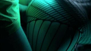 catwoman housewife in latex fishnets bends for big cock pov