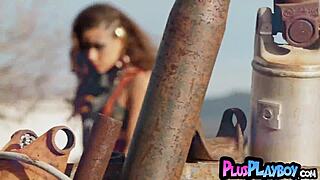 damn, curvy milf gia ramey strips wild and poses her fat ass pussy outdoors