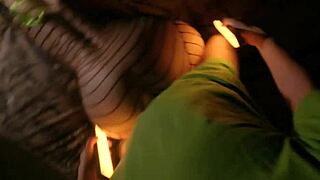 catwoman housewife in latex fishnets bends for big cock pov