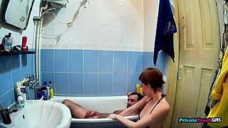 skinny maid sucks my cock in the bathroom then fucks perfectly