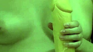 russian brunette's fat hairy pussy fingered to clit orgasm while gaping asshole with huge dildo homemade