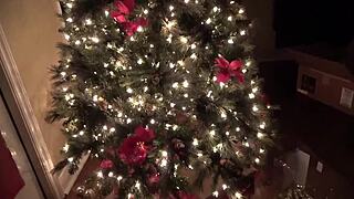hot brazilian babe bounces wildly on christmas tree cock