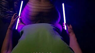 catwoman housewife in latex fishnets bends for big cock pov