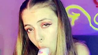 hey babe, watch this cute latina tease her pierced nipples with dildo