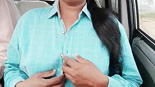 college coed moans dirty telugu in steamy car sex ride