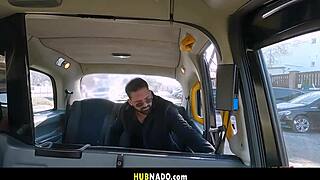 czech babe's big natural tits bounce on monster cock in taxi fuck