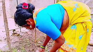 Village Maid's Big Boobs Bounce Outdoor Fuck!