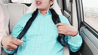 college coed moans dirty telugu in steamy car sex ride