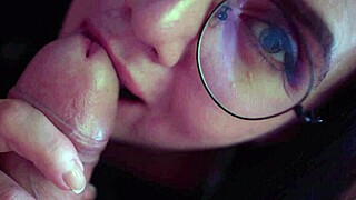 lecherous wife deepthroats monster cock gagging on rough face fuck cum swallow