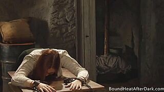 bent over on knees i lick mistress's wet pussy as her bound lesbian slave