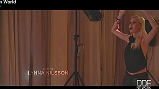 blonde hottie in heels slips shorts off shaved pussy tease