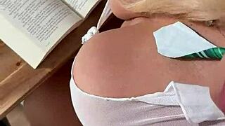 hey college student you didnt do homework so bend over for punishment doggystyle big ass tits