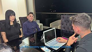 hey, yennifer chacon and el papi's wild threesome for cash and passports with monster cocks cumming twice!