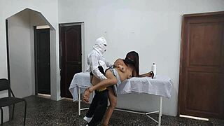 pervy doctor doggystyles latina patient as husband waits outside