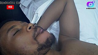 lucky guy massages petite ebony into wet pussy pounding and cum