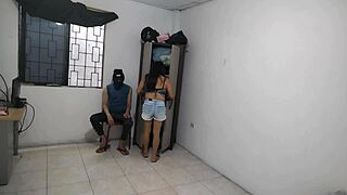 hot wife gropes her big natural tits alone after husband leaves