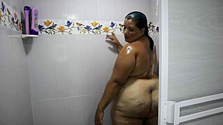 chubby latina with big tits showers
