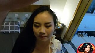 Gorgeous Asian College Teen Swallows Facial After POV Fuck