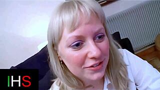 Blonde milf gets assfucked with hot cumshot splashing her belly