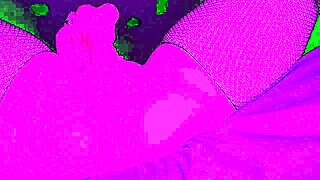 Milf cums hard on pink dildo in stockings