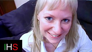 Blonde milf gets assfucked with hot cumshot splashing her belly