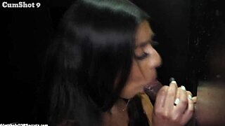 Violet Swallows Gloryhole Cumshot Like a Pro on Her Tongue