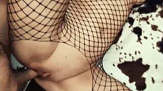 fishnets hugging milf's ass look so fuckable up close